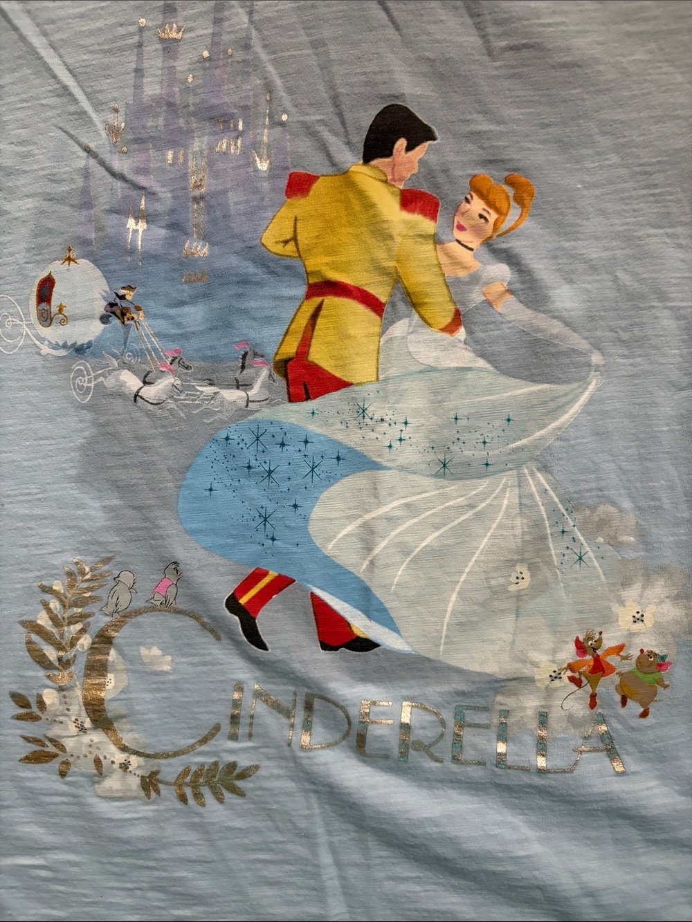 Disney Light Blue Cinderella V-Neck Graphic Tee - Picture 3 of 7